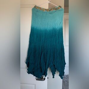 Boho Fairycore Asymmetrical Blue Ombre Midi/Maxi Skirt NWT 🌴